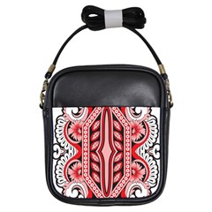 A Design Of A Red And White Pattern Girls Sling Bag