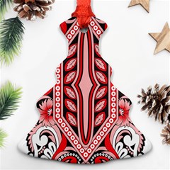 A Design Of A Red And White Pattern Ornament (christmas Tree) 