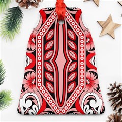 A Design Of A Red And White Pattern Bell Ornament (two Sides)