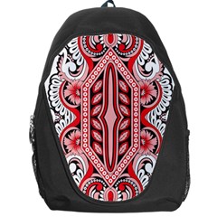 A Design Of A Red And White Pattern Backpack Bag