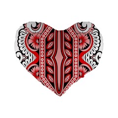 A Design Of A Red And White Pattern Standard 16  Premium Flano Heart Shape Cushions by catchydesignhill