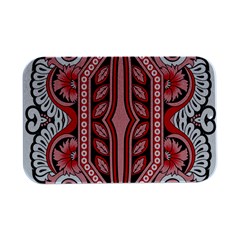 A Design Of A Red And White Pattern Open Lid Metal Box (silver)  