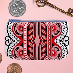 A Design Of A Red And White Pattern Large Coin Purse