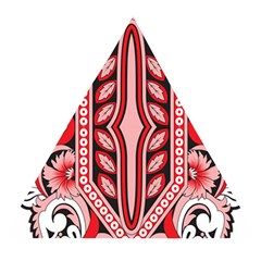 A Design Of A Red And White Pattern Wooden Puzzle Triangle