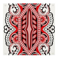 A Design Of A Red And White Pattern Banner And Sign 4  X 4 