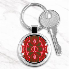 A Red And Brown Design On A White Background Key Chain (round)