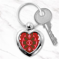 A Red And Brown Design On A White Background Key Chain (heart) by catchydesignhill