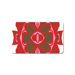 A Red And Brown Design On A White Background Magnet (name Card)