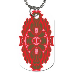 A Red And Brown Design On A White Background Dog Tag (two Sides)