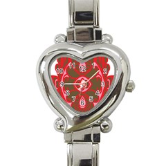 A Red And Brown Design On A White Background Heart Italian Charm Watch