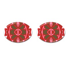 A Red And Brown Design On A White Background Cufflinks (oval) by catchydesignhill