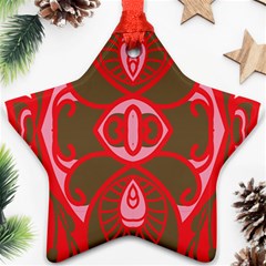 A Red And Brown Design On A White Background Star Ornament (two Sides)