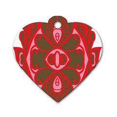 A Red And Brown Design On A White Background Dog Tag Heart (two Sides)