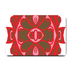 A Red And Brown Design On A White Background Small Doormat by catchydesignhill