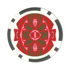 A Red And Brown Design On A White Background Poker Chip Card Guard