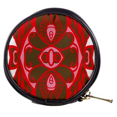 A Red And Brown Design On A White Background Mini Makeup Bag