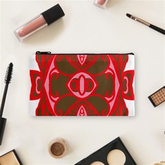 A Red And Brown Design On A White Background Cosmetic Bag (small)