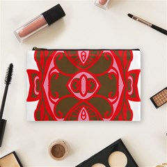 A Red And Brown Design On A White Background Cosmetic Bag (medium)