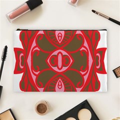 A Red And Brown Design On A White Background Cosmetic Bag (large)