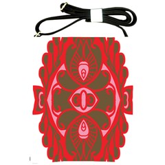 A Red And Brown Design On A White Background Shoulder Sling Bag