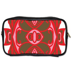 A Red And Brown Design On A White Background Toiletries Bag (one Side)