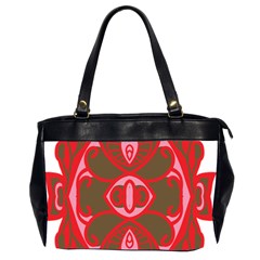 A Red And Brown Design On A White Background Oversize Office Handbag (2 Sides)