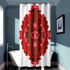 A Red And Brown Design On A White Background Shower Curtain 36  X 72  (stall) 