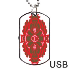 A Red And Brown Design On A White Background Dog Tag Usb Flash (two Sides)