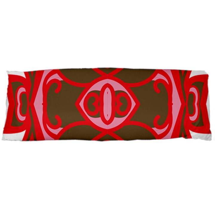 A Red And Brown Design On A White Background One Side Body Pillow Cases