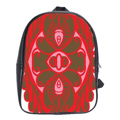 A Red And Brown Design On A White Background School Bag (xl)