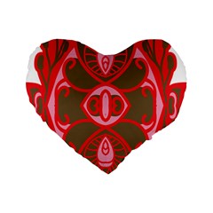 A Red And Brown Design On A White Background Standard 16  Premium Heart Shape Cushions