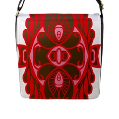 A Red And Brown Design On A White Background Flap Closure Messenger Bag (l) by catchydesignhill