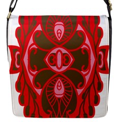 A Red And Brown Design On A White Background Flap Closure Messenger Bag (s)