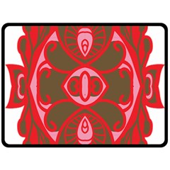 A Red And Brown Design On A White Background Two Sides Fleece Blanket (large)