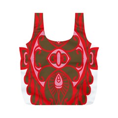 A Red And Brown Design On A White Background Full Print Recycle Bag (m)