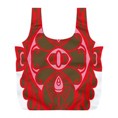 A Red And Brown Design On A White Background Full Print Recycle Bag (l)