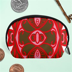 A Red And Brown Design On A White Background Accessory Pouch (large)