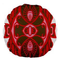 A Red And Brown Design On A White Background Large 18  Premium Flano Round Cushions