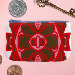 A Red And Brown Design On A White Background Large Coin Purse