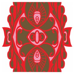 A Red And Brown Design On A White Background Wooden Puzzle Square