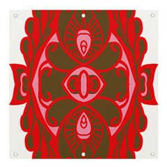 A Red And Brown Design On A White Background Banner And Sign 4  X 4  by catchydesignhill