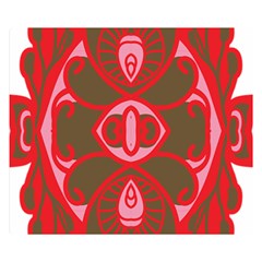 A Red And Brown Design On A White Background Premium Plush Fleece Blanket (small) by catchydesignhill