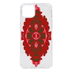 A Red And Brown Design On A White Background Iphone 14 Plus Tpu Uv Print Case by catchydesignhill