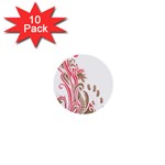 A Drawing Of A Bird With Flowers On It 1  Mini Buttons (10 pack)  Front