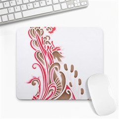 A Drawing Of A Bird With Flowers On It Large Mousepad