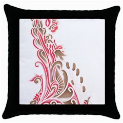 A Drawing Of A Bird With Flowers On It Throw Pillow Case (black)