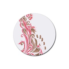 A Drawing Of A Bird With Flowers On It Rubber Coaster (round)