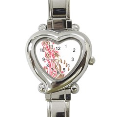 A Drawing Of A Bird With Flowers On It Heart Italian Charm Watch