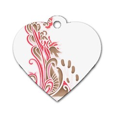 A Drawing Of A Bird With Flowers On It Dog Tag Heart (two Sides)