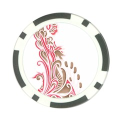 A Drawing Of A Bird With Flowers On It Poker Chip Card Guard